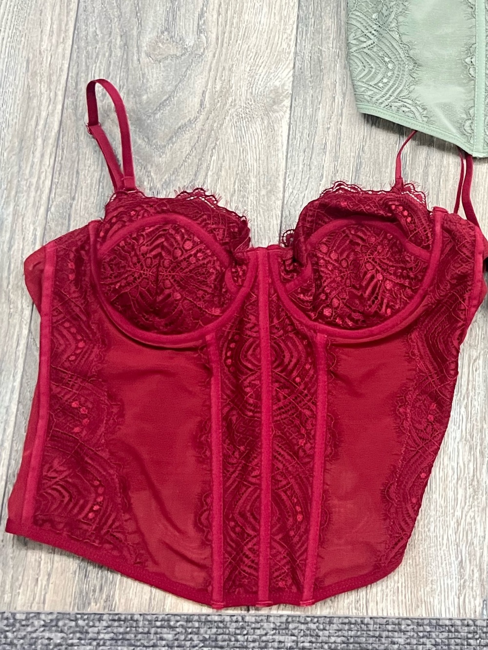Garage Red Lace Bustier Corset Top